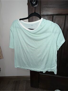 all in motion Mint Green and White Striped Short Sleeve Tee